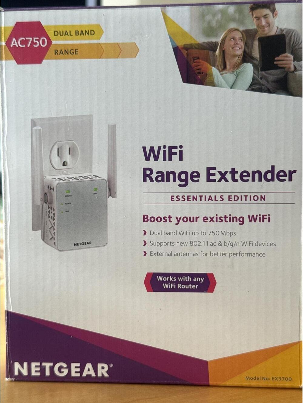 NETGEAR Ac750 Wireless WiFi Dual Band Range Extender EX3700